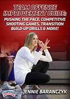 Cover: team offense improvement guide: pushing the pace, competitive shooting games, transition build-up drills & more!